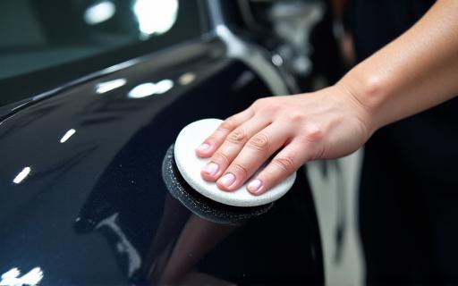 丁寧にワックスをかけるディテイラー